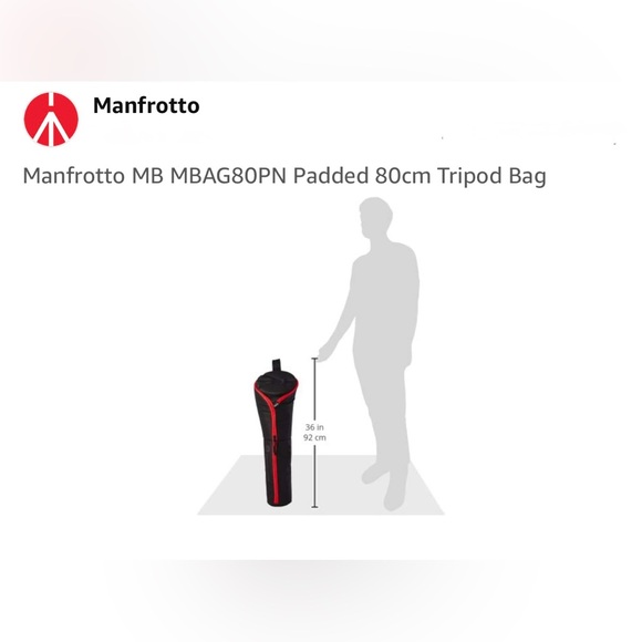 Manfrotto MB MBAG80PN 80cm Tripod Black w Red Trim Zippered Bag - Picture 5 of 12